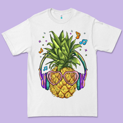 Pineapple With Headphone Premium Tee Designed By Barkaloodesign