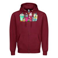 Burgundy easter day coffee Zipper Hoodie - CowhideDigitalArt