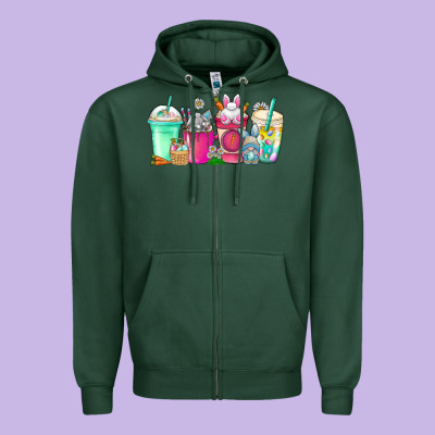 Easter Day Coffee Zipper Hoodie Designed By Cowhidedigitalart