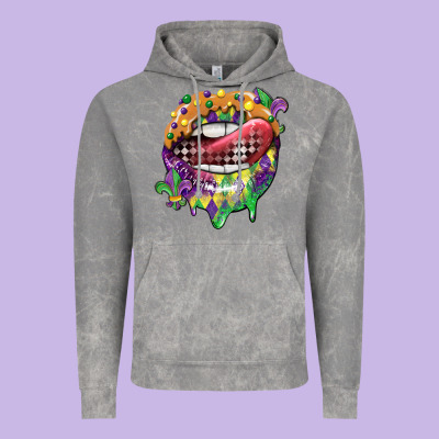 Mardi Gras Lips Vintage Hoodie Designed By Cowgirlartshop