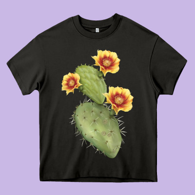 Opuntia Phaeacantha Cactus Heavy Core Tee Designed By Lillyallendesigns