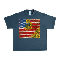 Midnight Navy American flag sunflowers with leopard Urban Heavy Tee - TumblerDesignByShophia