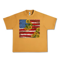 Peanut Butter American flag sunflowers with leopard Urban Heavy Tee - TumblerDesignByShophia