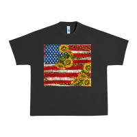 Pigment Black American flag sunflowers with leopard Urban Heavy Tee - TumblerDesignByShophia
