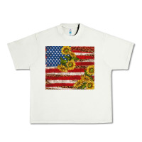 Pistachio American flag sunflowers with leopard Urban Heavy Tee - TumblerDesignByShophia
