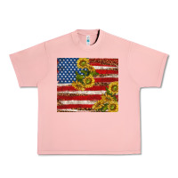 Salmon American flag sunflowers with leopard Urban Heavy Tee - TumblerDesignByShophia
