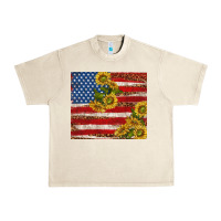 Sandshell American flag sunflowers with leopard Urban Heavy Tee - TumblerDesignByShophia