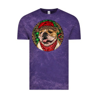 Cloud Purple Christmas English Bulldog Vintage Tee - RanaPortraitStore