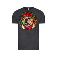 Vintage Black Christmas English Bulldog Vintage Tee - RanaPortraitStore