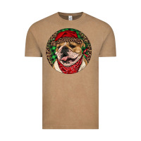 Vintage Coffee Christmas English Bulldog Vintage Tee - RanaPortraitStore