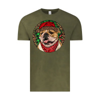 Vintage Olive Christmas English Bulldog Vintage Tee - RanaPortraitStore