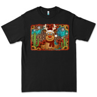 Black western christmas reindeer with background Premium Tee - Jasminsmagicworld