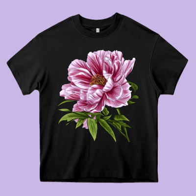 Peony Flower Illustrations Heavy Core Tee Designed By Lillyallendesigns