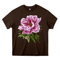 Chocolate Brown Peony Flower Illustrations Heavy Core Tee - LillyAllenDesigns
