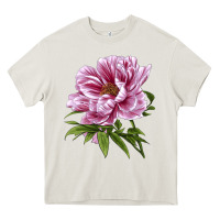 Cream Peony Flower Illustrations Heavy Core Tee - LillyAllenDesigns