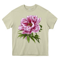 Mossy Peony Flower Illustrations Heavy Core Tee - LillyAllenDesigns