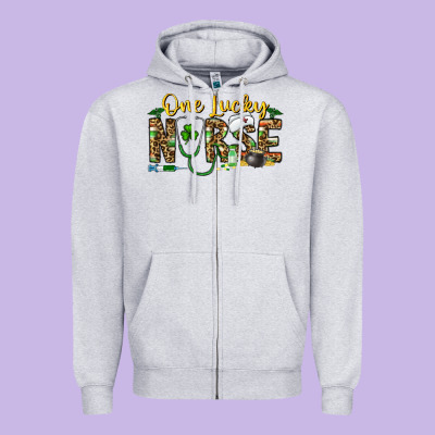 One Lucky Nurse Zipper Hoodie Designed By Cowhidedigitalart