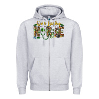 Heather Grey one lucky nurse Zipper Hoodie - CowhideDigitalArt