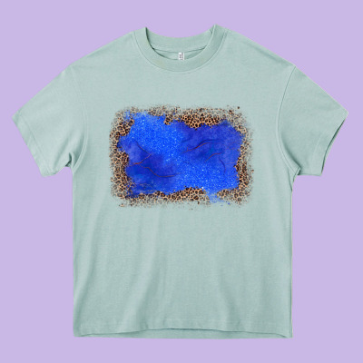 Gemstone Blue Leopard Background Heavy Core Tee Designed By Jahusdesignshop