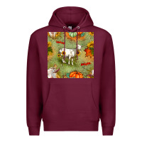Burgundy fall goats seamless pattern Premium Hoodie - BundleAndBundleShop