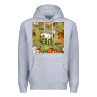 Heather Grey fall goats seamless pattern Premium Hoodie - BundleAndBundleShop
