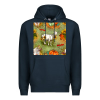 Navy fall goats seamless pattern Premium Hoodie - BundleAndBundleShop