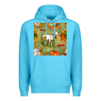 Ocean Blue fall goats seamless pattern Premium Hoodie - BundleAndBundleShop