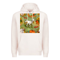 Pale Pink fall goats seamless pattern Premium Hoodie - BundleAndBundleShop