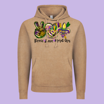 Peace Love Mardi Gras Vintage Hoodie Designed By Cowgirlartshop