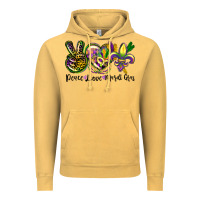 Vintage Mustard peace love mardi gras Vintage Hoodie - CowGirlArtShop