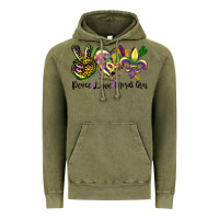 Vintage Olive peace love mardi gras Vintage Hoodie - CowGirlArtShop