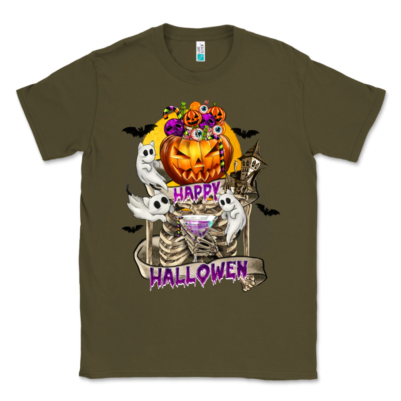 Happy Halloween With Skeleton Classic Tee by texasbilliewilder | Teevron