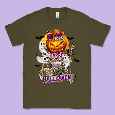Happy Halloween With Skeleton Classic Tee Designed By Texasbilliewilder