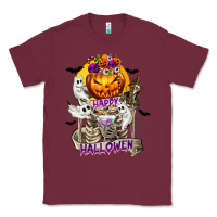 Burgundy Happy Halloween with Skeleton Classic Tee - texasbilliewilder