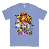 Colony Blue Happy Halloween with Skeleton Classic Tee - texasbilliewilder