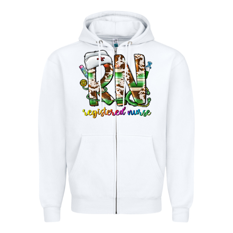 Rn Registered Nurse Zipper Hoodie by CowhideDigitalArt | Teevron