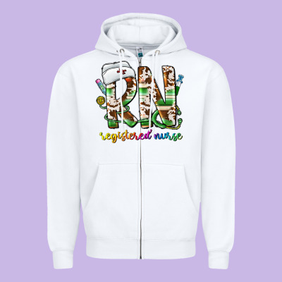 Rn Registered Nurse Zipper Hoodie Designed By Cowhidedigitalart