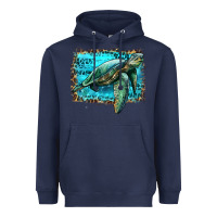 Navy sea turtle with background Heavyweight Hoodie - Artiststas