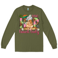 Army Green One hip lunch lady Easter Day Long Sleeve Tee - HowdyJamesFarm
