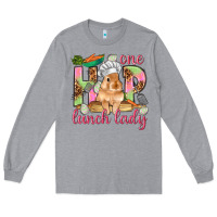 Heather Grey One hip lunch lady Easter Day Long Sleeve Tee - HowdyJamesFarm