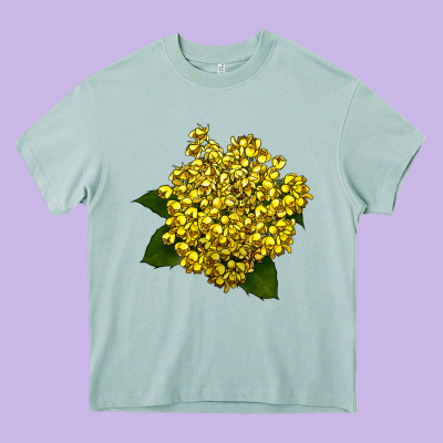 Oregon Grape Flower Illustrations Heavy Core Tee Designed By Lillyallendesigns