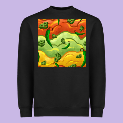 Mexican Sauce And Jalapeno Seamless Pattern Heavyweight Sweatshirt Designed By Bundleandbundleshop