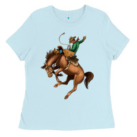 Baby Blue Bucking Bronco Rodeo Ladies Tee - Bettercallsaul