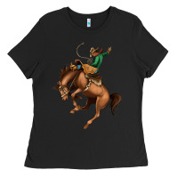 Black Bucking Bronco Rodeo Ladies Tee - Bettercallsaul
