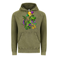 Vintage Olive mardi gras trex Vintage Hoodie - CowGirlArtShop