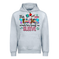Heather Grey this teacher wears her heart on sleeve Urban Hoodie - AdoDesignShop