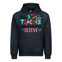 Navy this teacher wears her heart on sleeve Urban Hoodie - AdoDesignShop