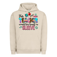 Pigment French Oak this teacher wears her heart on sleeve Urban Hoodie - AdoDesignShop