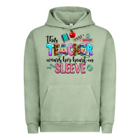 Pigment Oil Green this teacher wears her heart on sleeve Urban Hoodie - AdoDesignShop