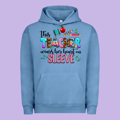This Teacher Wears Her Heart On Sleeve Urban Hoodie Designed By Adodesignshop
